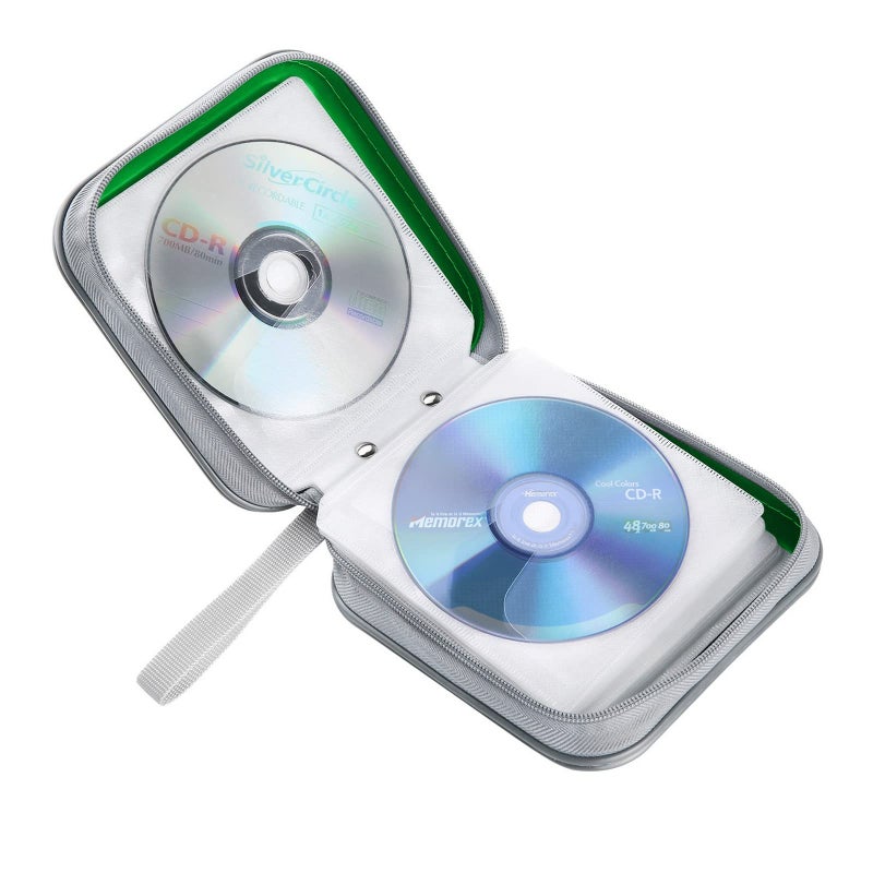 Siveit CD Case, 40 Capacity CD/DVD Case Holders Wallet Hard Plastic DVD Disc Cases Storage Binder for Car Home Office Travel (Green) - Image 5